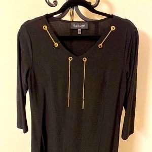 Evan Picone Black Label black knit sheath dress size large nwot